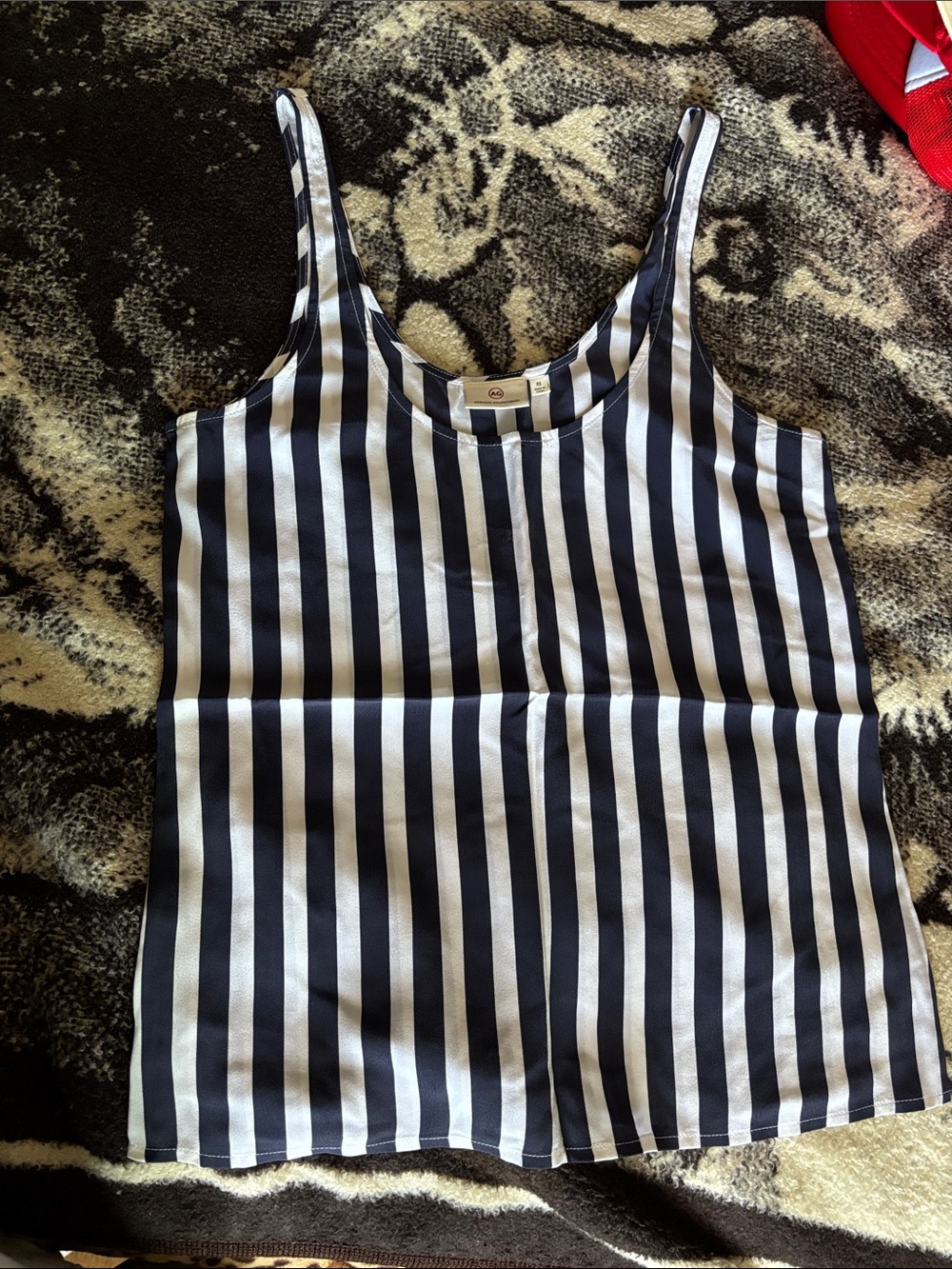 Ag Adriano Goldschmied Black and White Striped Tank Top